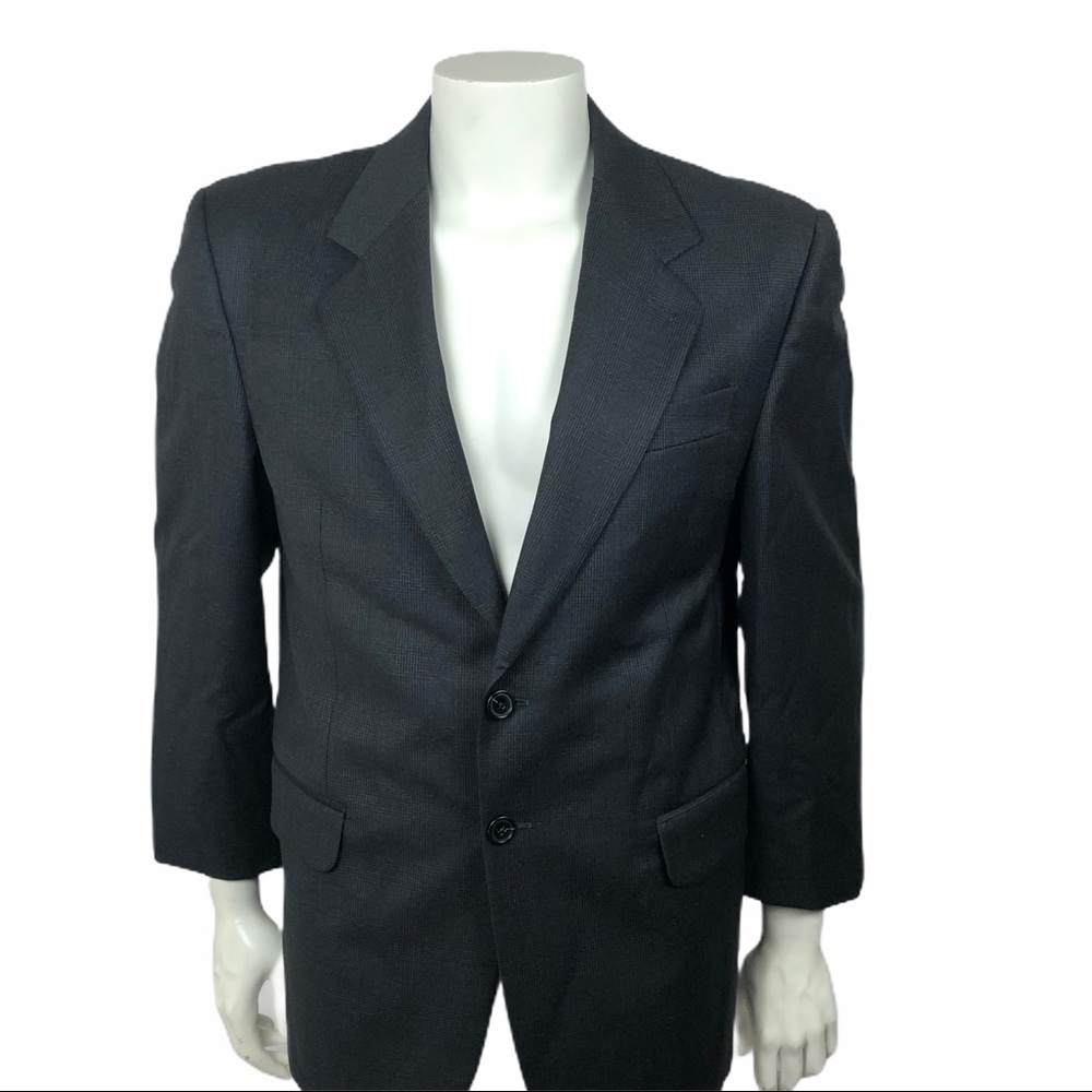 FENDI Men's Blazer Jacket 100% Virgin Wool Two Buttons Jacket Large Gray Black